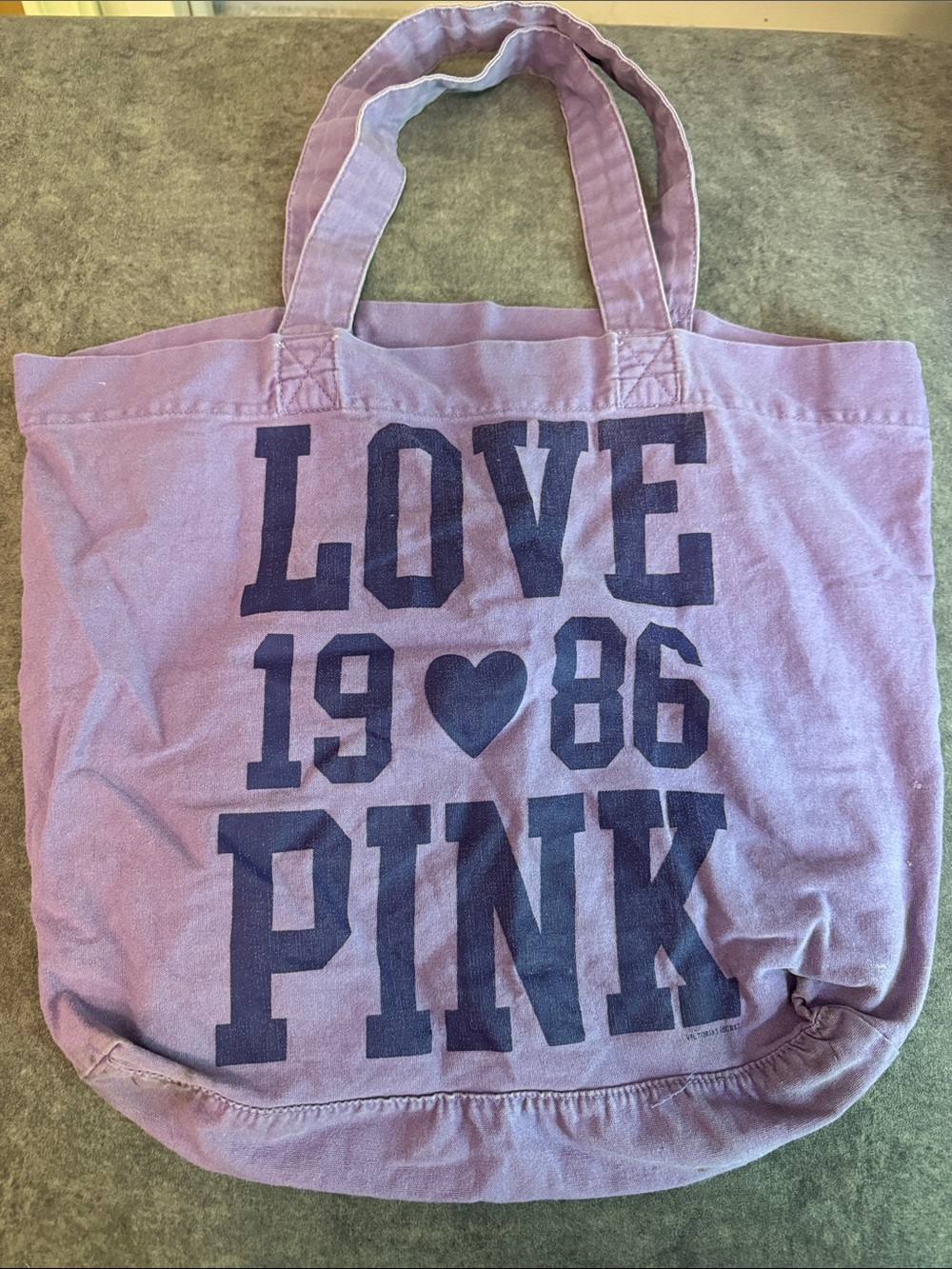 PINK Victoria's Secret Lavender Canvas Tote with Dark Purple Graphic Vintage